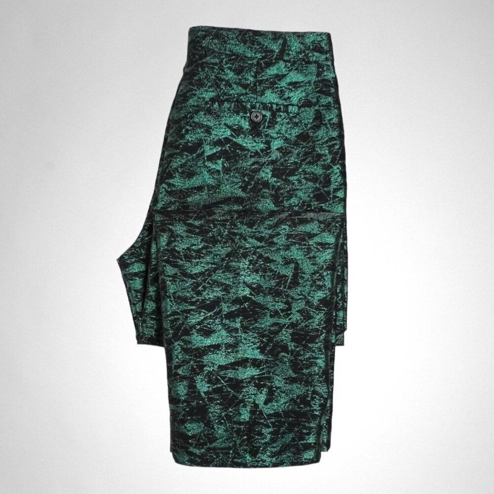 J. CREW 4 Evergreen Jacquard Metallic Cropped Straight Pants Dressy Holidays - Picture 6 of 11